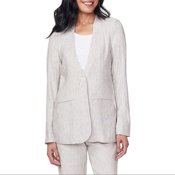 Nwot-nydj Collarless Linen-Blend Blazer (Medium) - Picture 1 of 16